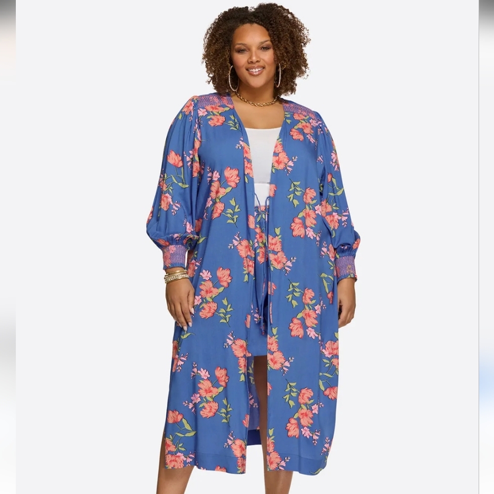 Floral Blue Kimono Cardigan